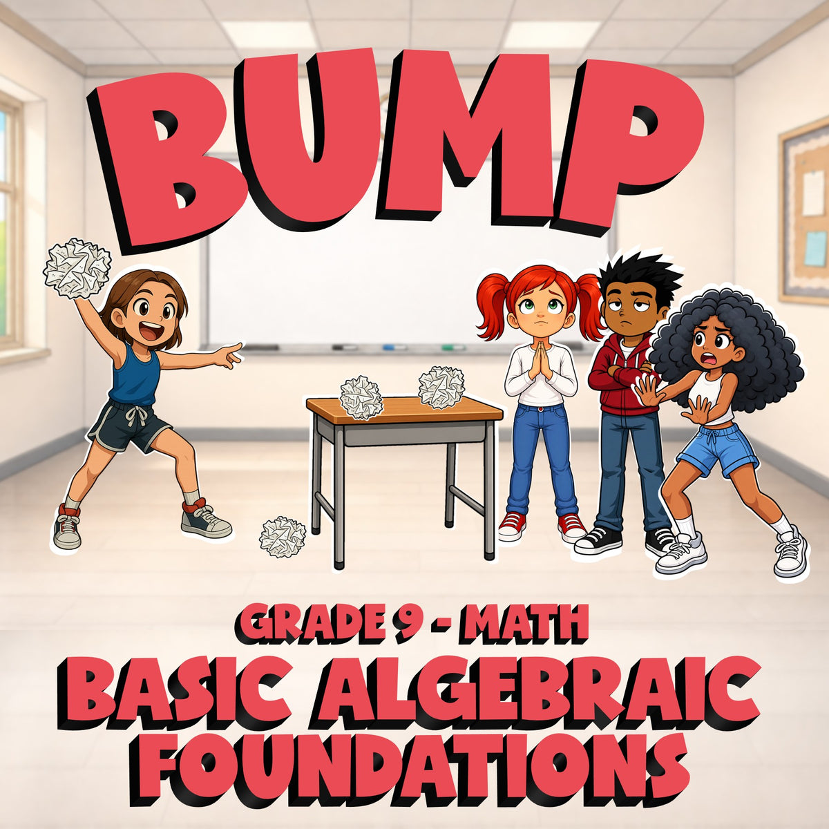 Basic Algebraic Foundations BUMP Math Game - No Prep Grade 9 Review Activity