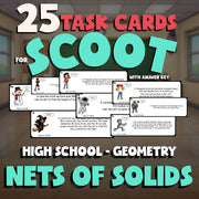 Nets of Solids SCOOT TASK CARDS Math Game - No Prep Geometry Review Activity