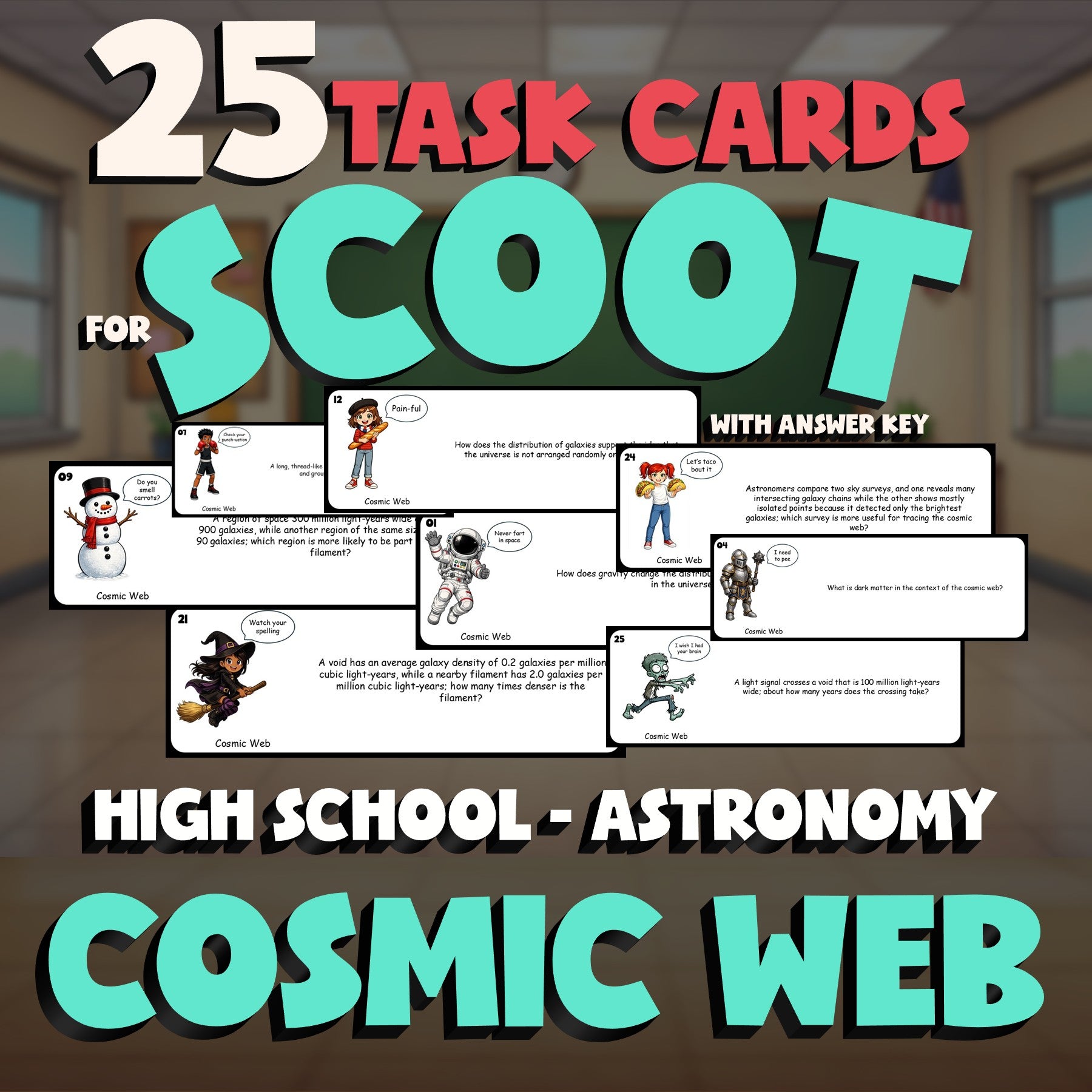 Cosmic Web SCOOT TASK CARDS Science Game - No Prep Astronomy Review Activity