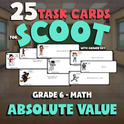 Absolute Value SCOOT TASK CARDS Math Game - No Prep Grade 6 Review Activity