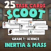Inertia & Mass SCOOT TASK CARDS Science Game - No Prep Grade 7 Review Activity