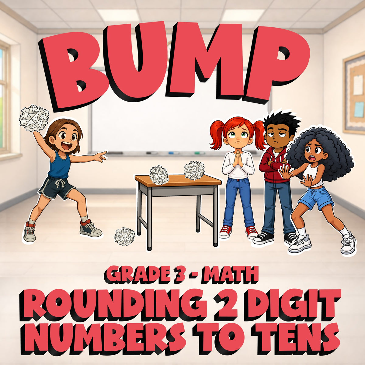 Rounding 2 Digit Numbers to Tens BUMP Math Game - No Prep Grade 3 Review