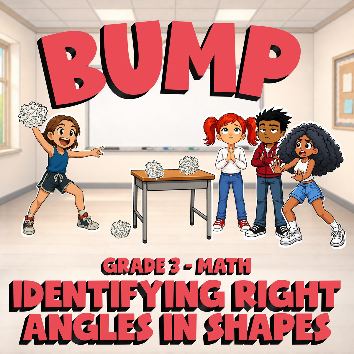 Identifying Right Angles in Shapes BUMP Math Game - No Prep Grade 3 Review