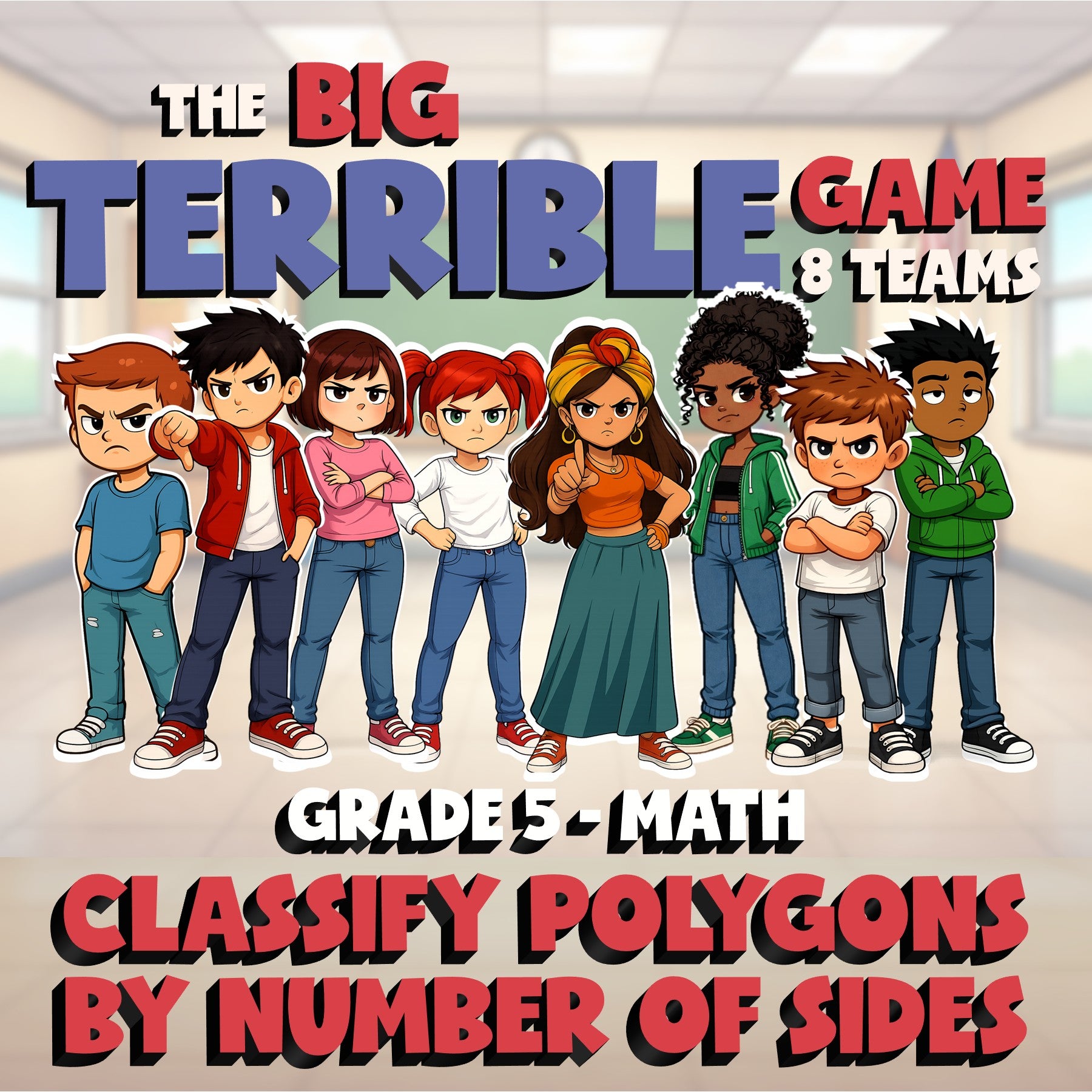 Classify Polygons by Number of Sides BIG TERRIBLE GAME - Grade 5 Math Review