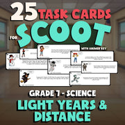Light Years & Distance SCOOT TASK CARDS Science Game - No Prep Grade 7 Review