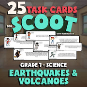 Earthquakes & Volcanoes SCOOT TASK CARDS Science Game - No Prep Grade 7 Review