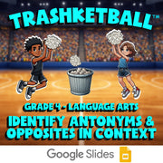 Identify Antonyms & Opposites in Context TRASHKETBALL ELA Game - No Prep Grade 4
