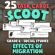 Effects of Migration SCOOT TASK CARDS Socials Game - No Prep Grade 6 Review