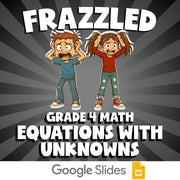 Equations with Unknowns FRAZZLED Math Game - No Prep Grade 4 Review Activity