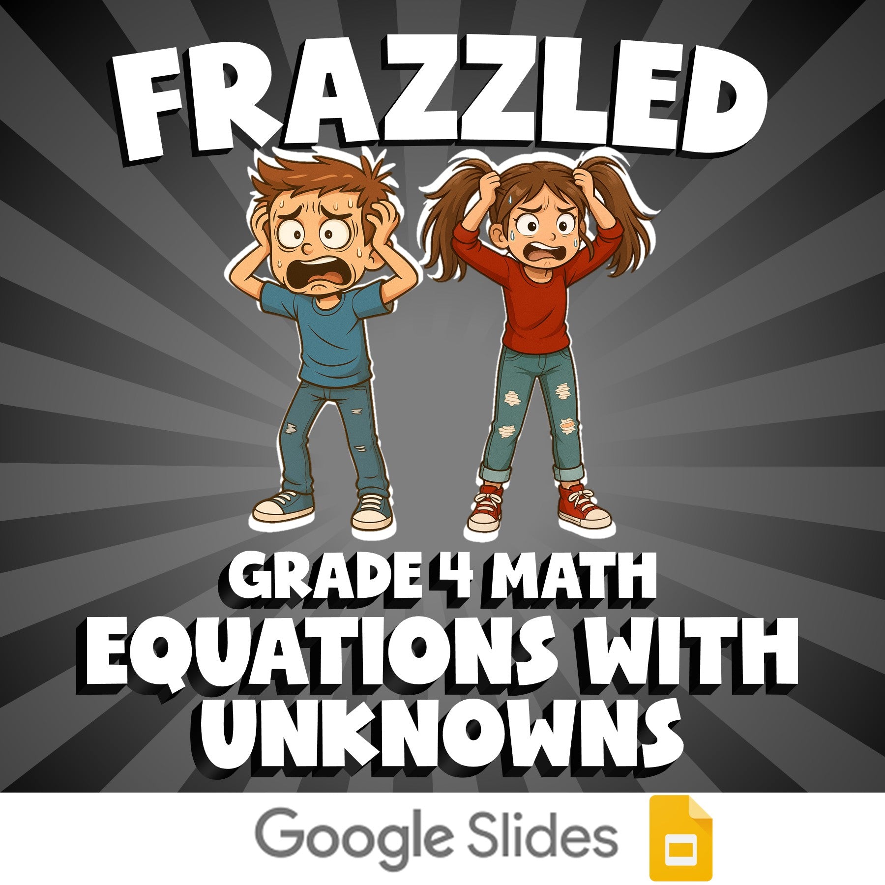 Equations with Unknowns FRAZZLED Math Game - No Prep Grade 4 Review Activity