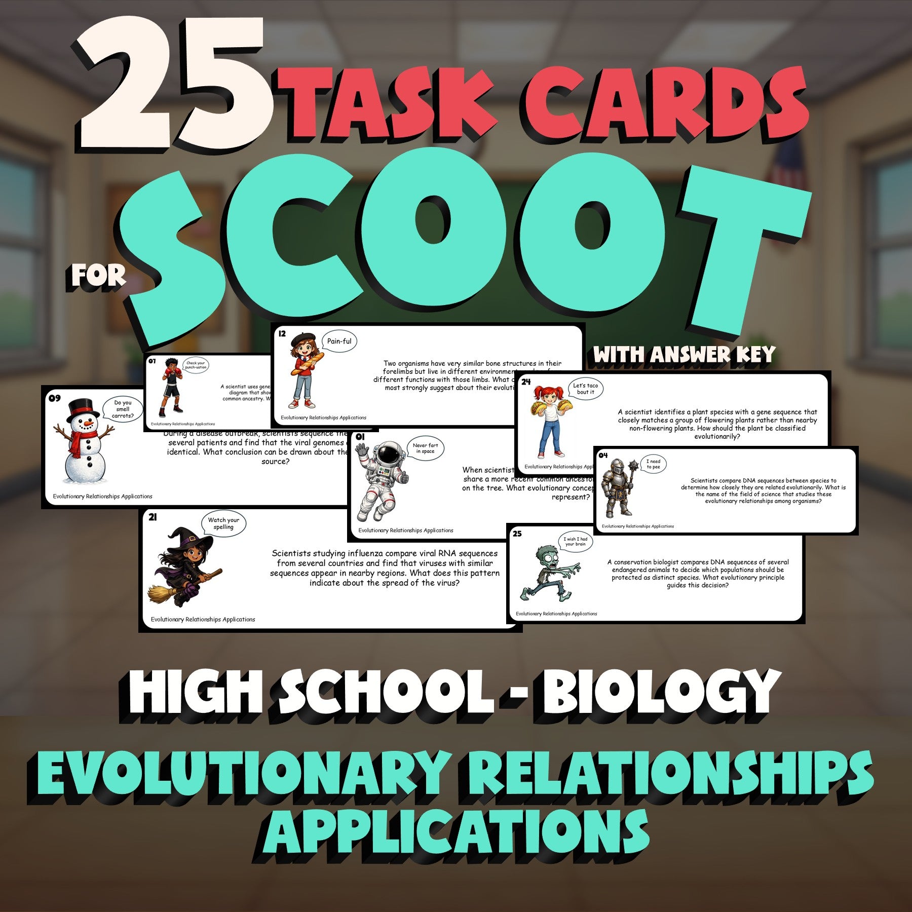 Evolutionary Relationships Applications SCOOT TASK CARDS Science Game - Biology