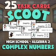 Complex Numbers SCOOT TASK CARDS Math Game - No Prep Algebra 2 Review Activity