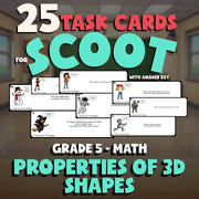 Properties of 3D Shapes SCOOT TASK CARDS Math Game - No Prep Grade 5 Review