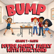 Divide Money Fairly with Fractions BUMP Math Game - No Prep Grade 7 Review