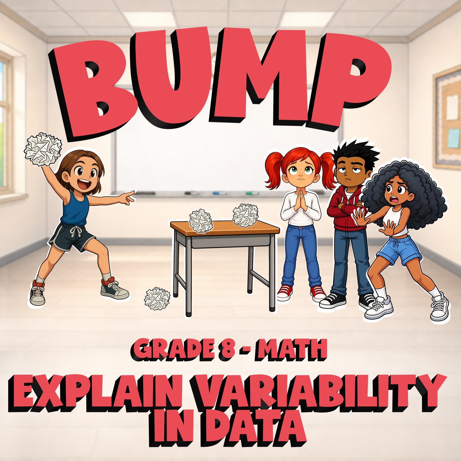 Explain Variability in Data BUMP Math Game - No Prep Grade 8 Review Activity