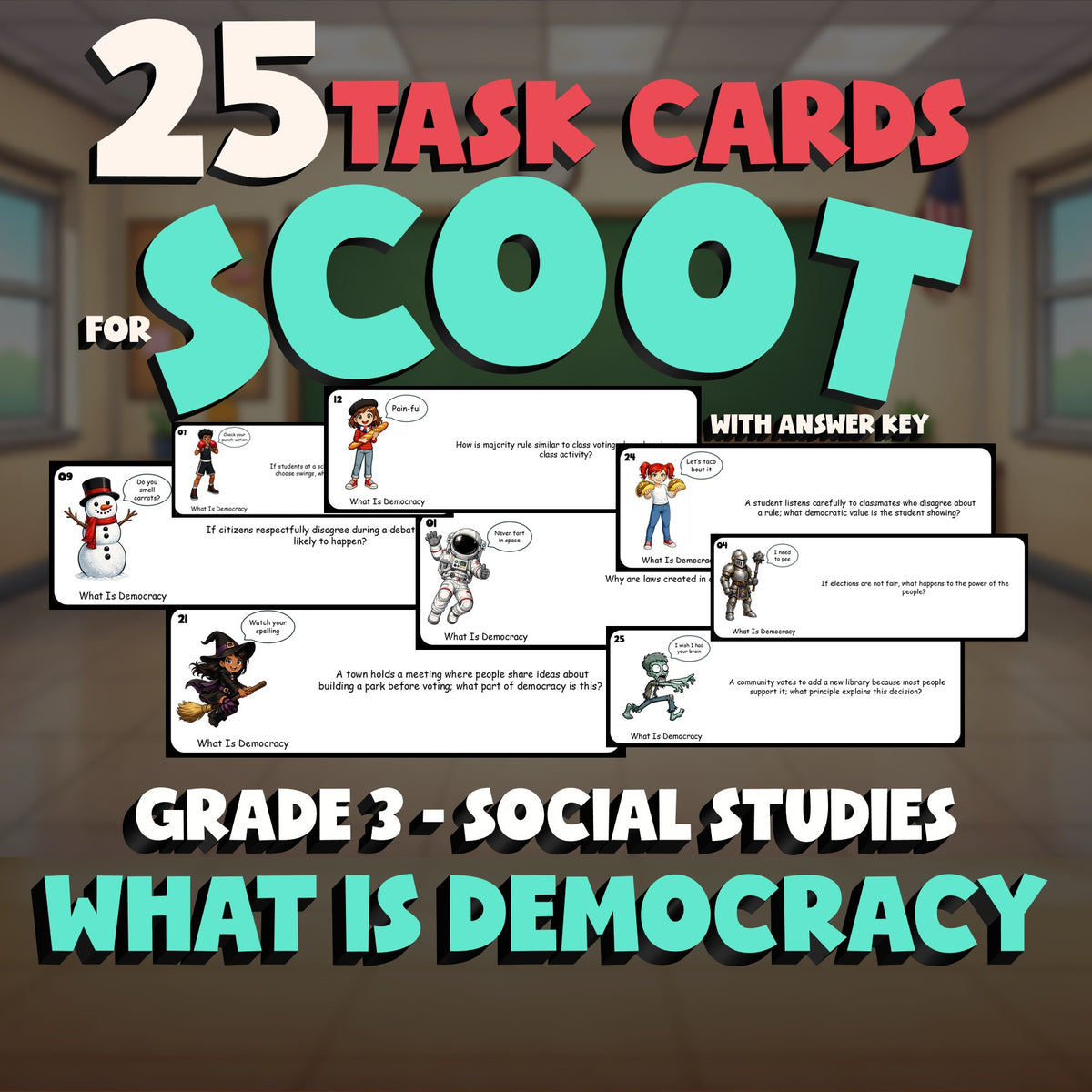 What Is Democracy SCOOT TASK CARDS Socials Game - No Prep Grade 3 Review