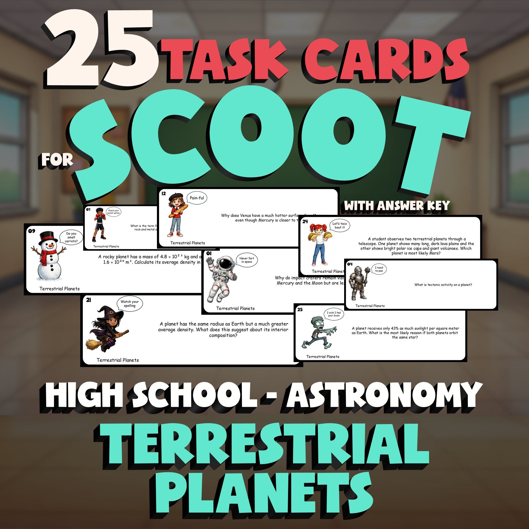 Terrestrial Planets SCOOT TASK CARDS Science Game - No Prep Astronomy Review