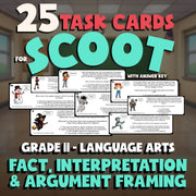 Fact, Interpretation & Argument Framing SCOOT TASK CARDS ELA Game - Grade 11