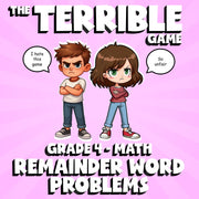 Remainder Word Problems THE TERRIBLE GAME - No Prep Grade 4 Math Review Activity