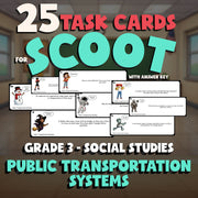 Public Transportation Systems SCOOT TASK CARDS Socials Game - No Prep Grade 3