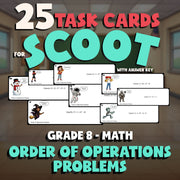 Order of Operations Problems SCOOT TASK CARDS Math Game - No Prep Grade 8 Review