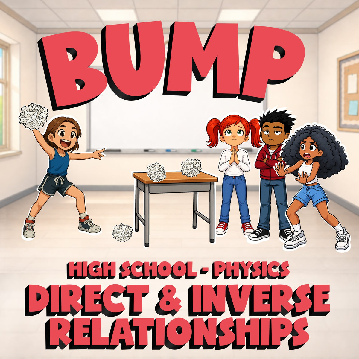 Direct & Inverse Relationships BUMP Science Game - No Prep Physics Review