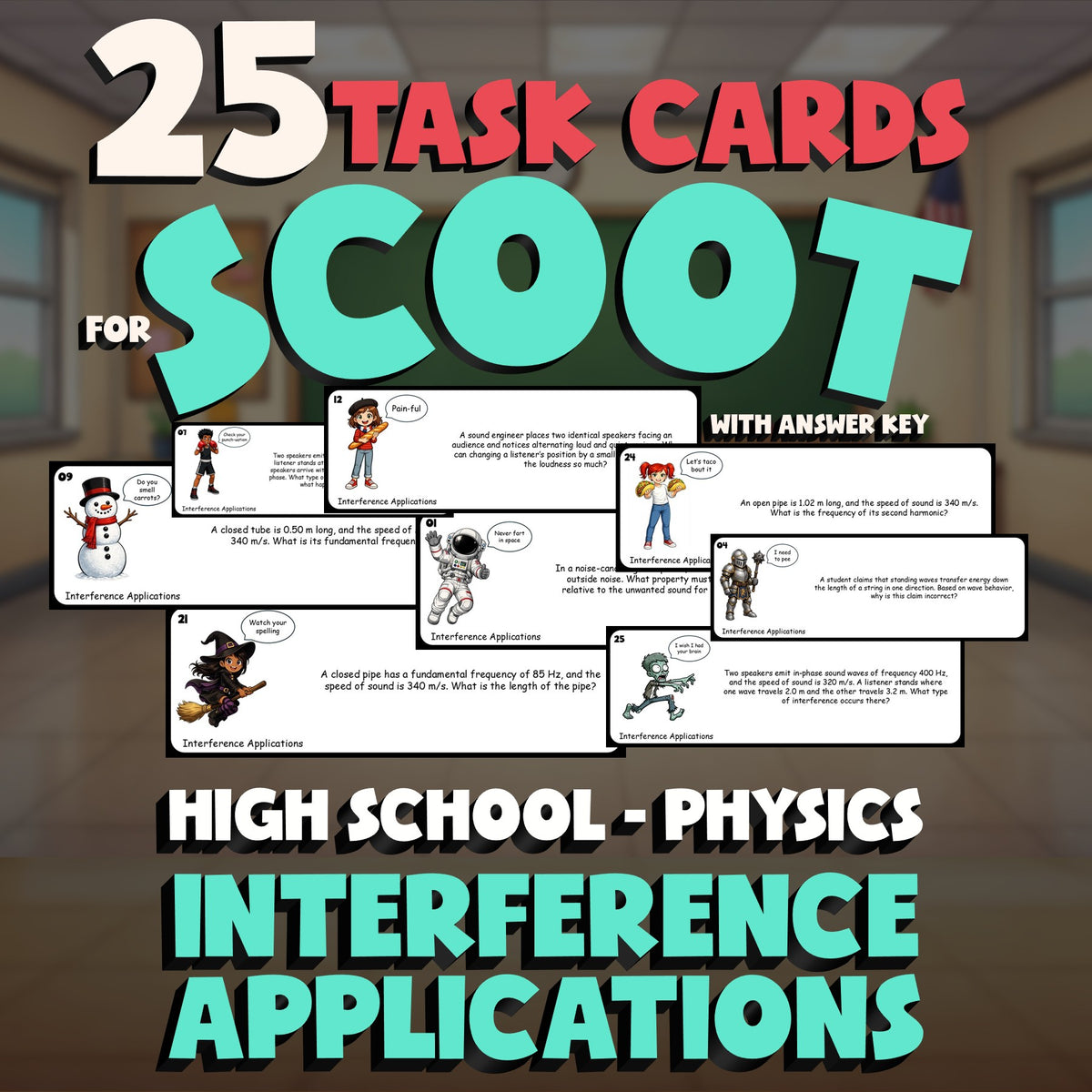Interference Applications SCOOT TASK CARDS Science Game - No Prep Physics Review
