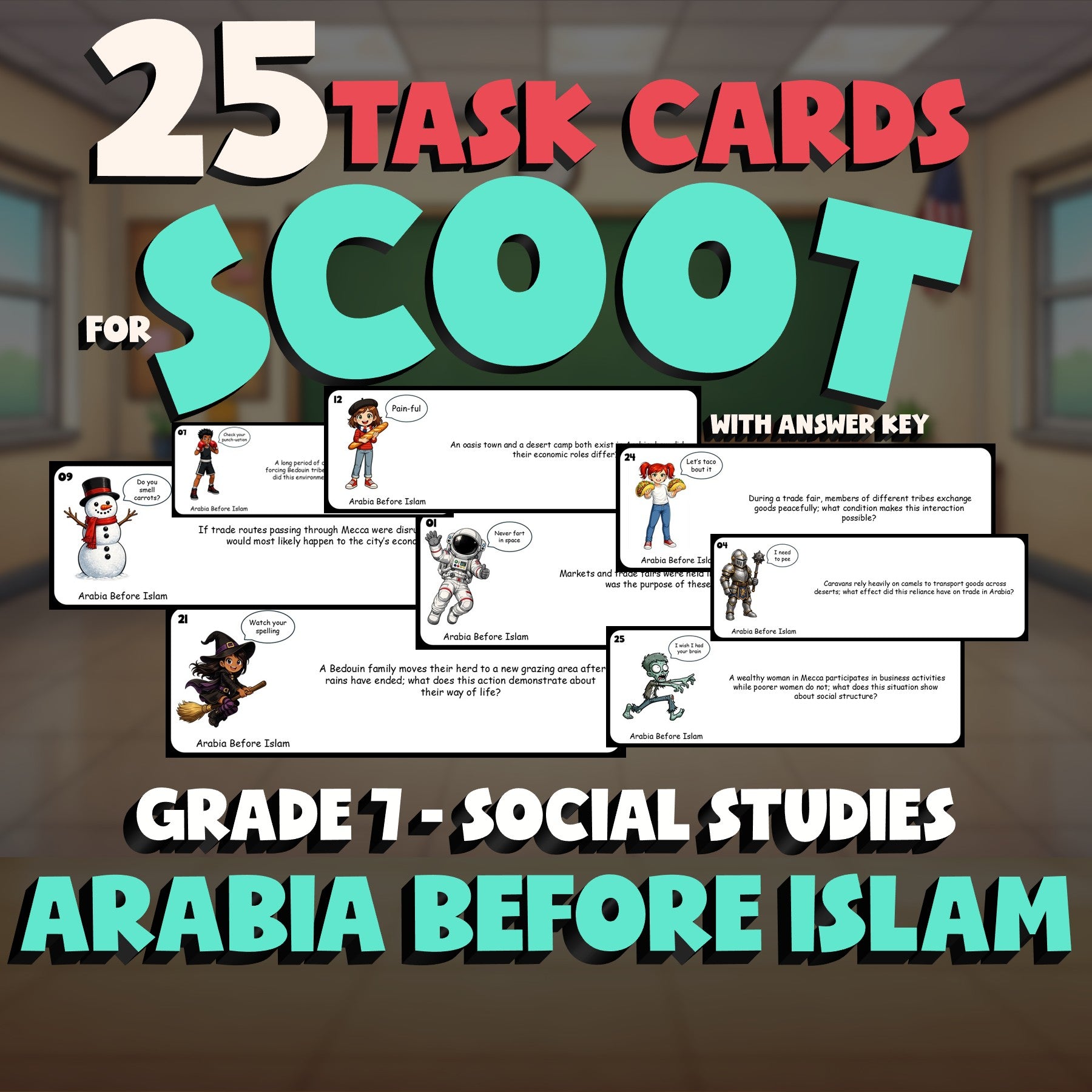Arabia Before Islam SCOOT TASK CARDS Socials Game - No Prep Grade 7 Review