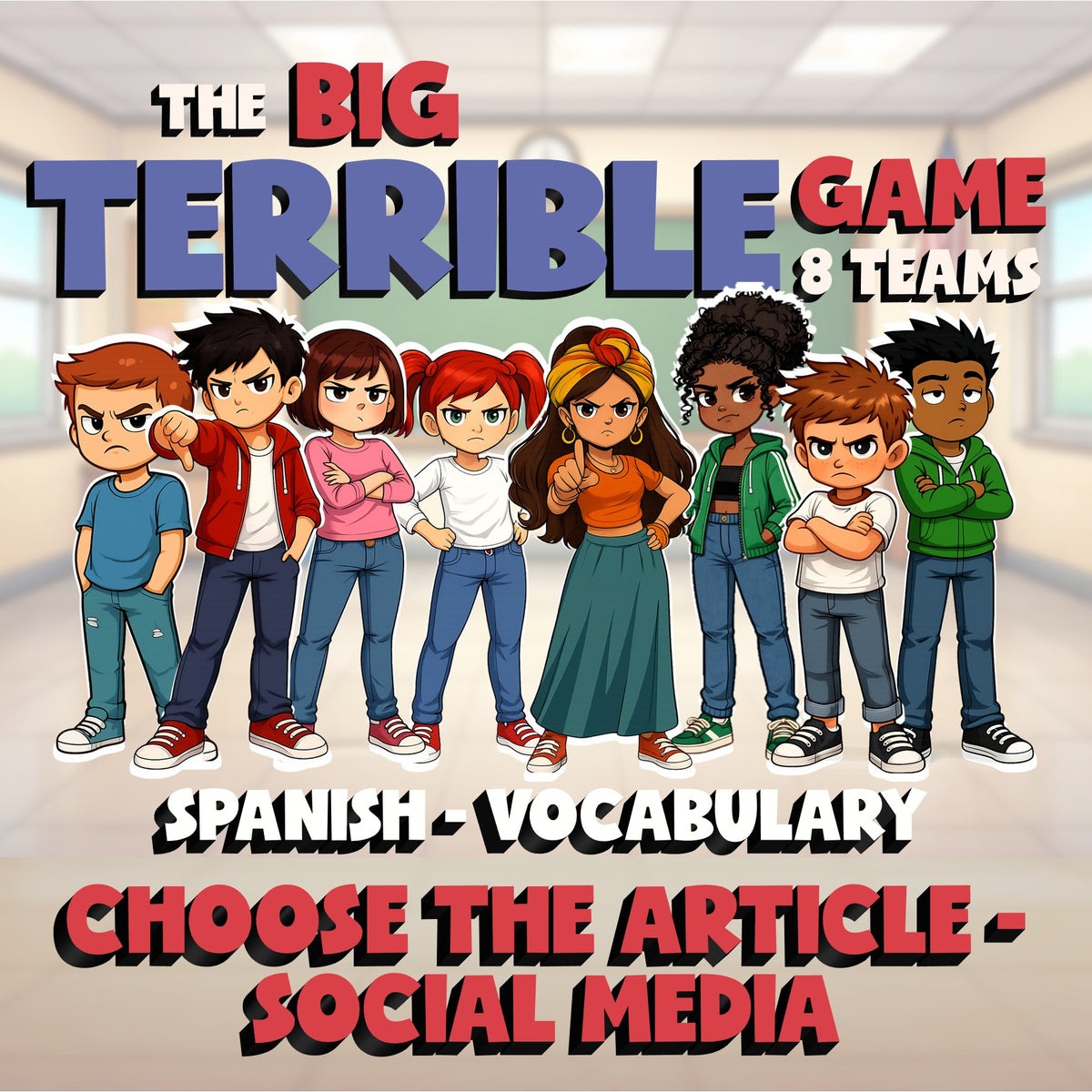 Choose The Article - Social Media BIG TERRIBLE GAME - No Prep Spanish Exercise
