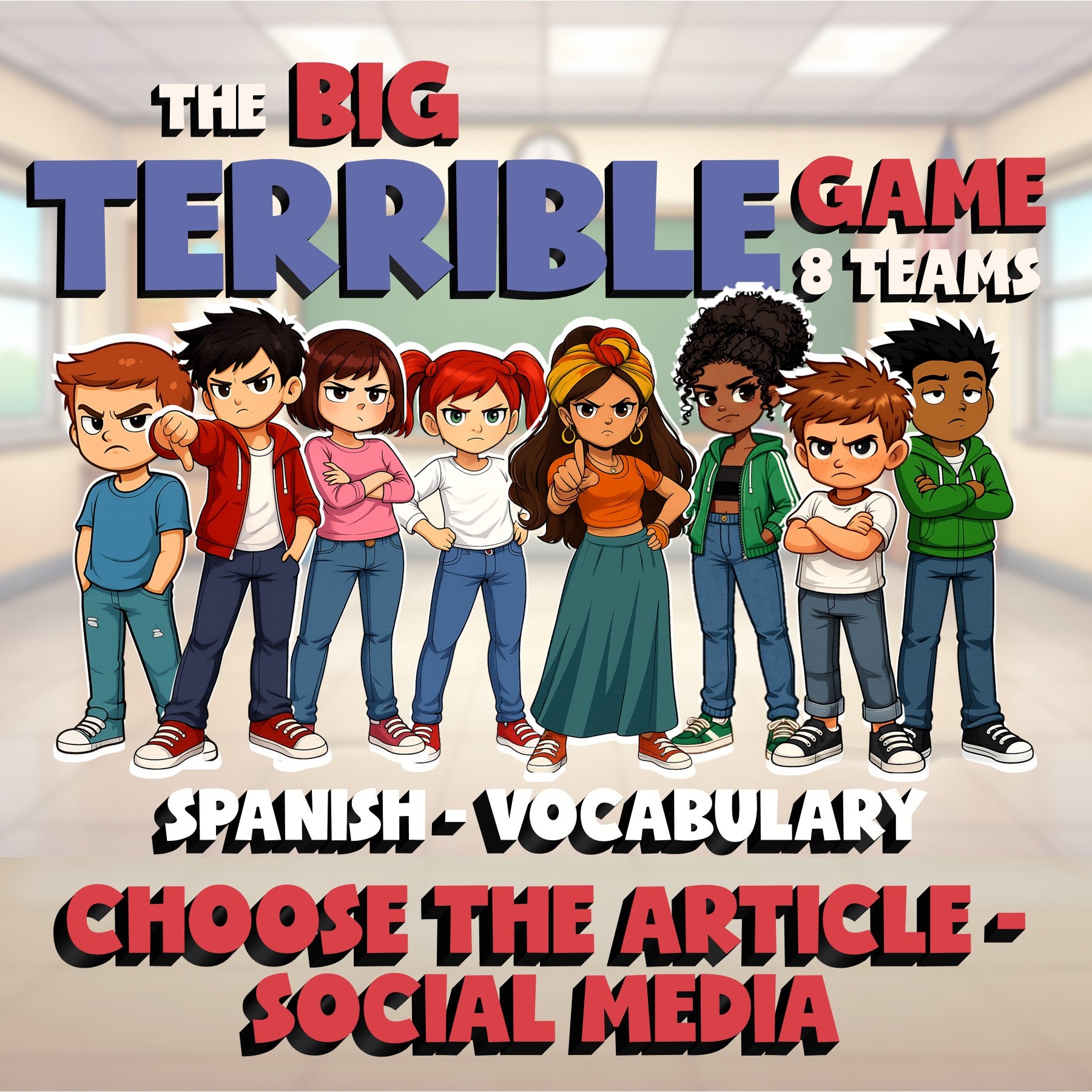 Choose The Article - Social Media BIG TERRIBLE GAME - No Prep Spanish Exercise