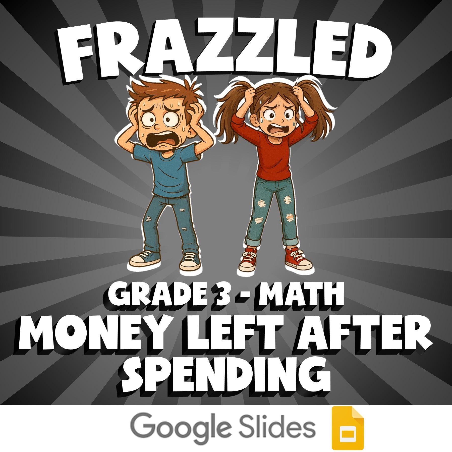 Money Left After Spending FRAZZLED Math Game - No Prep Grade 3 Review Activity