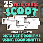 Distance Problems Using Coordinates SCOOT TASK CARDS Math Game - No Prep Grade 6
