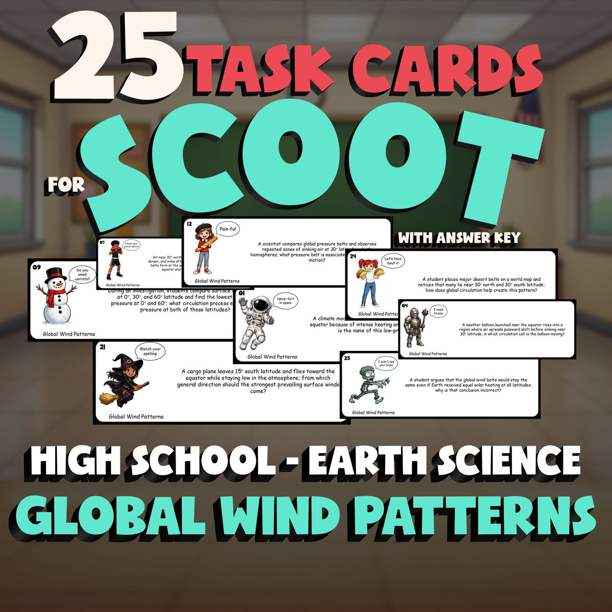 Global Wind Patterns SCOOT TASK CARDS Game - No Prep Earth Science Review
