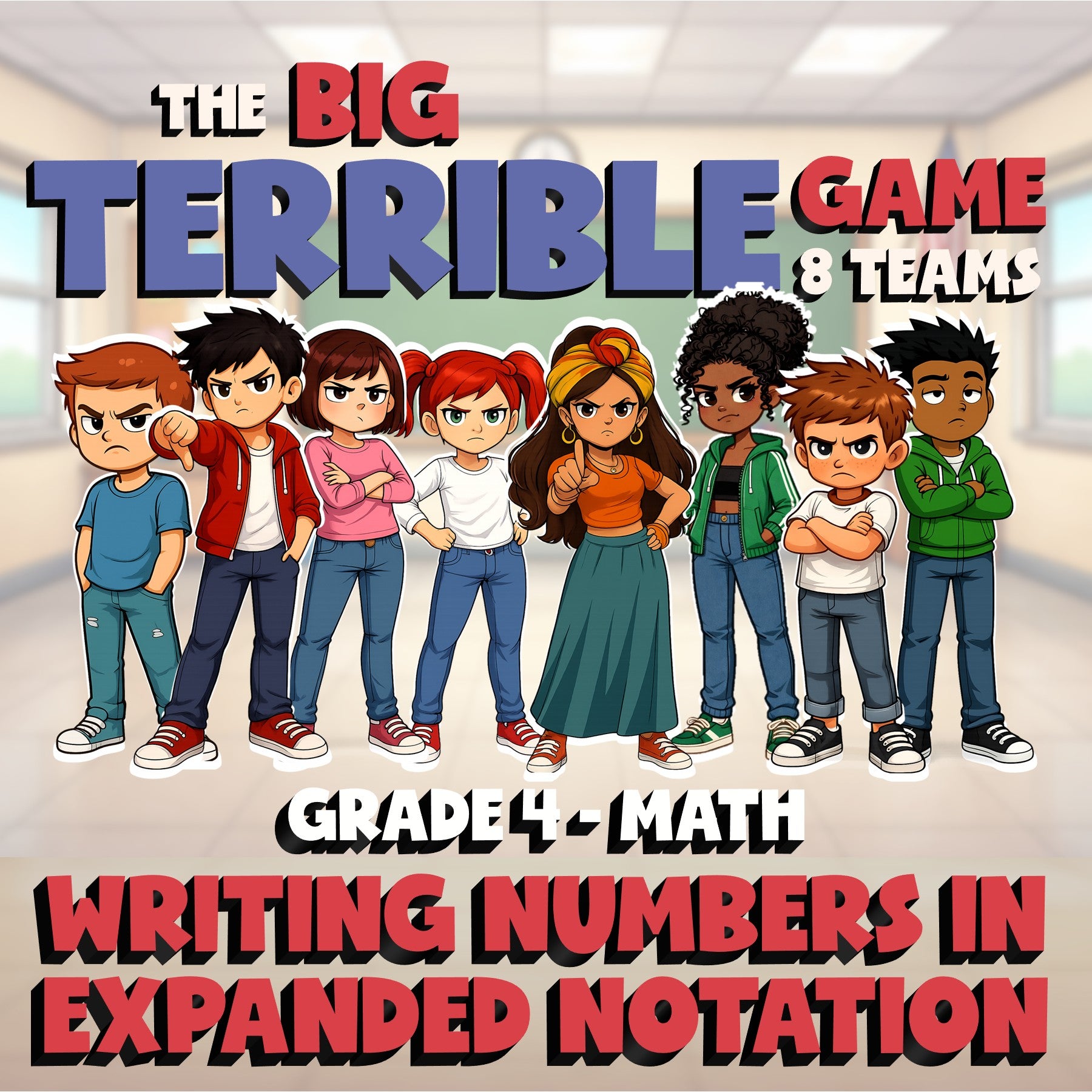 Writing Numbers in Expanded Notation BIG TERRIBLE GAME - Grade 4 Math Review