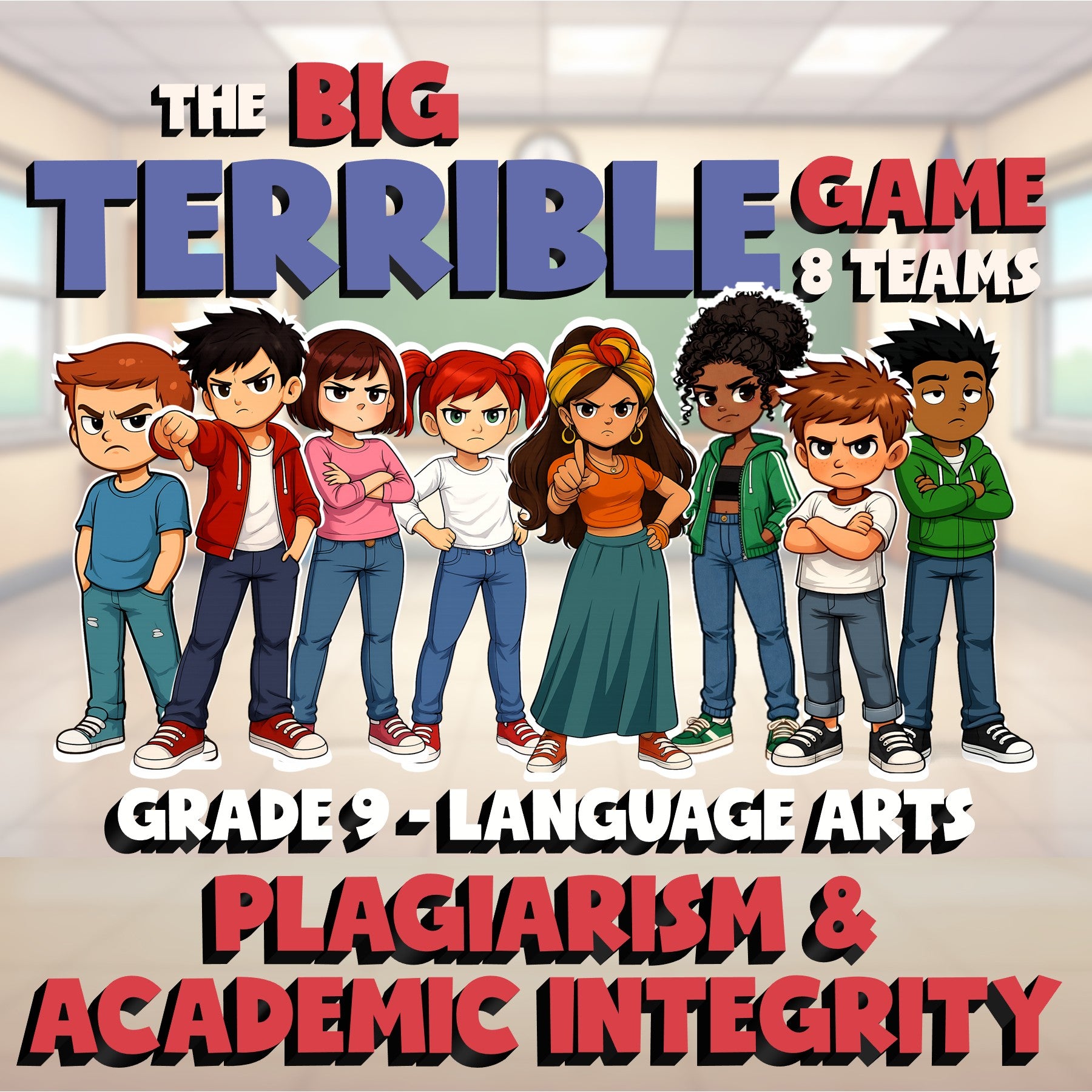 Plagiarism & Academic Integrity BIG TERRIBLE GAME - No Prep Grade 9 ELA Review
