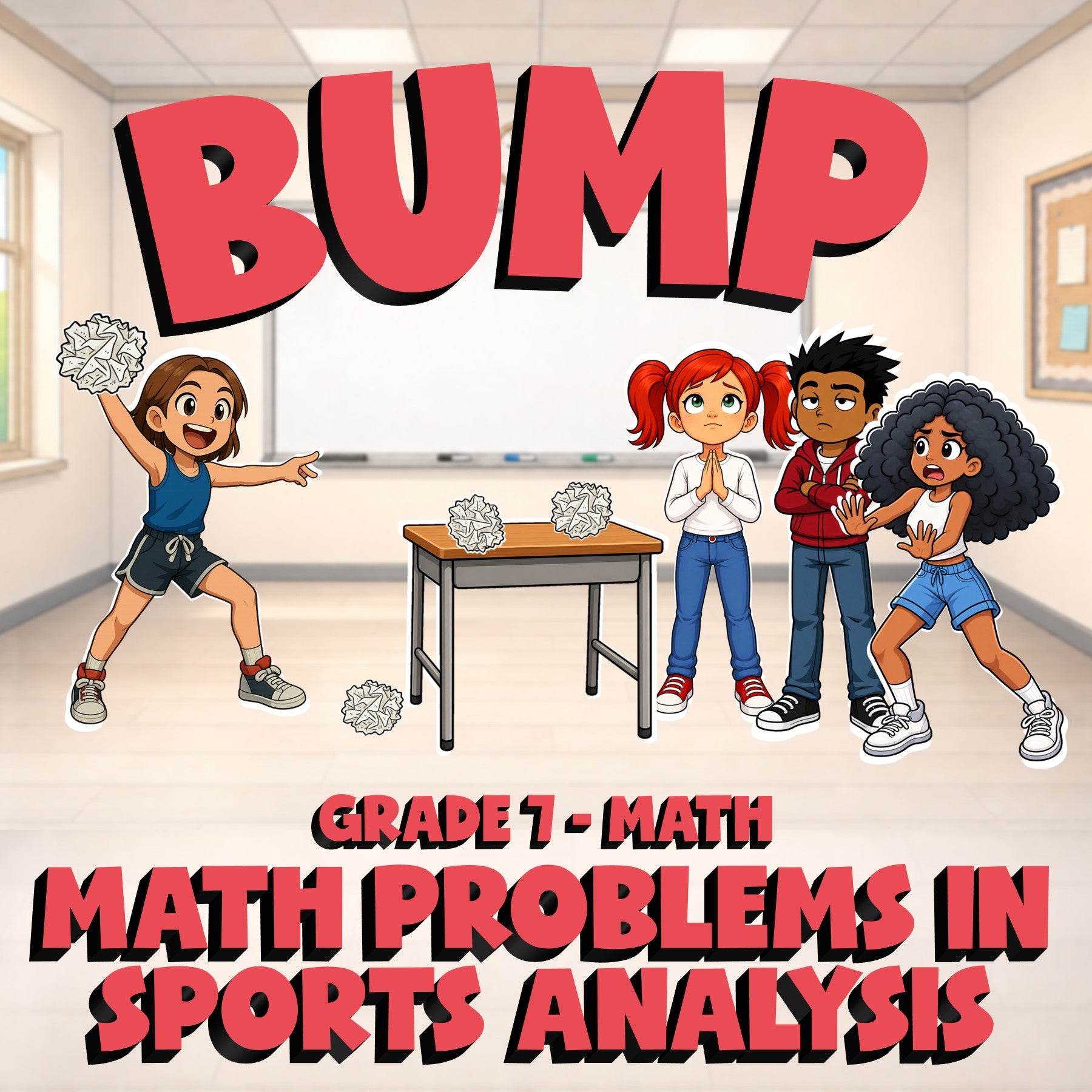 Math Problems in Sports Analysis BUMP Math Game - No Prep Grade 7 Review