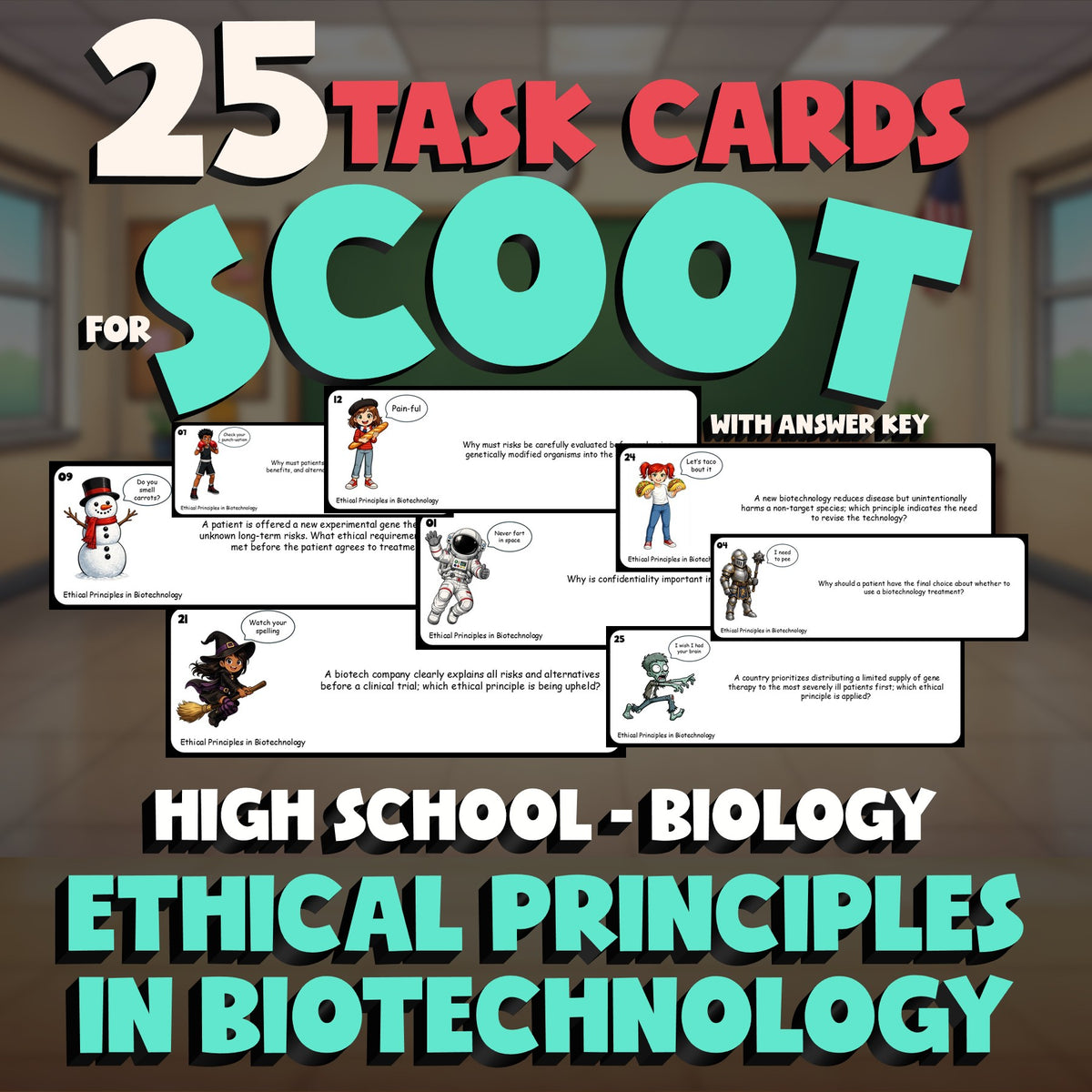 Ethical Principles in Biotechnology SCOOT TASK CARDS Science Game - Biology
