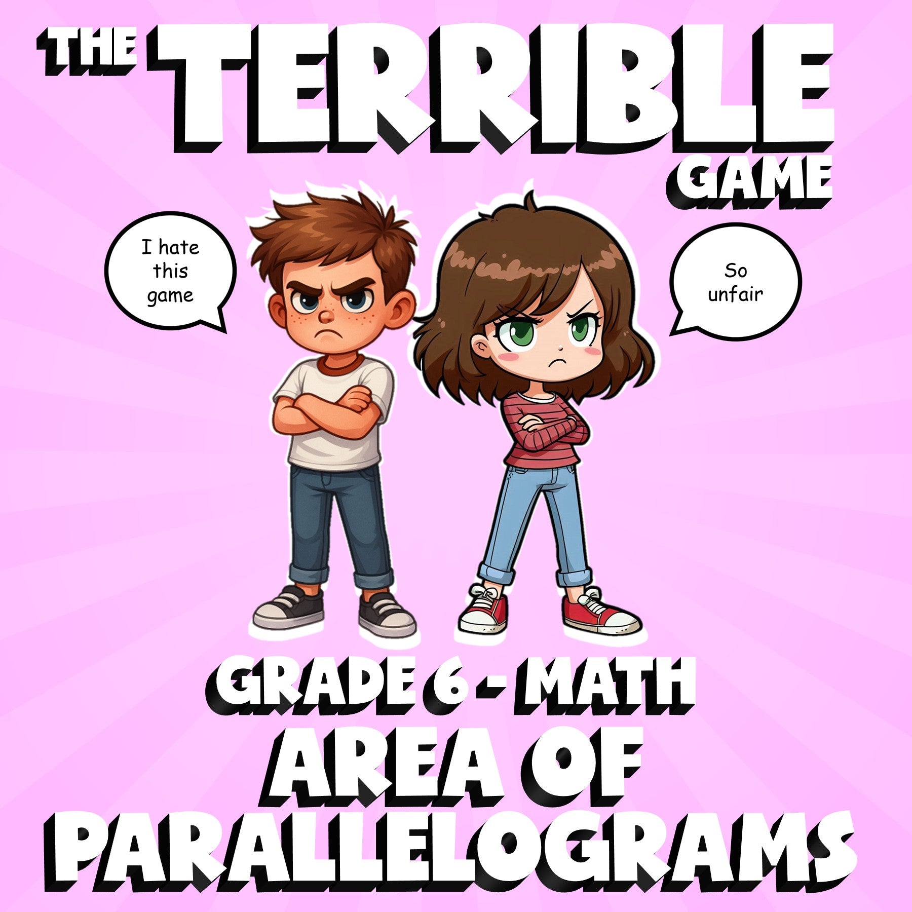 Area of Parallelograms THE TERRIBLE GAME - No Prep Grade 6 Math Review Activity