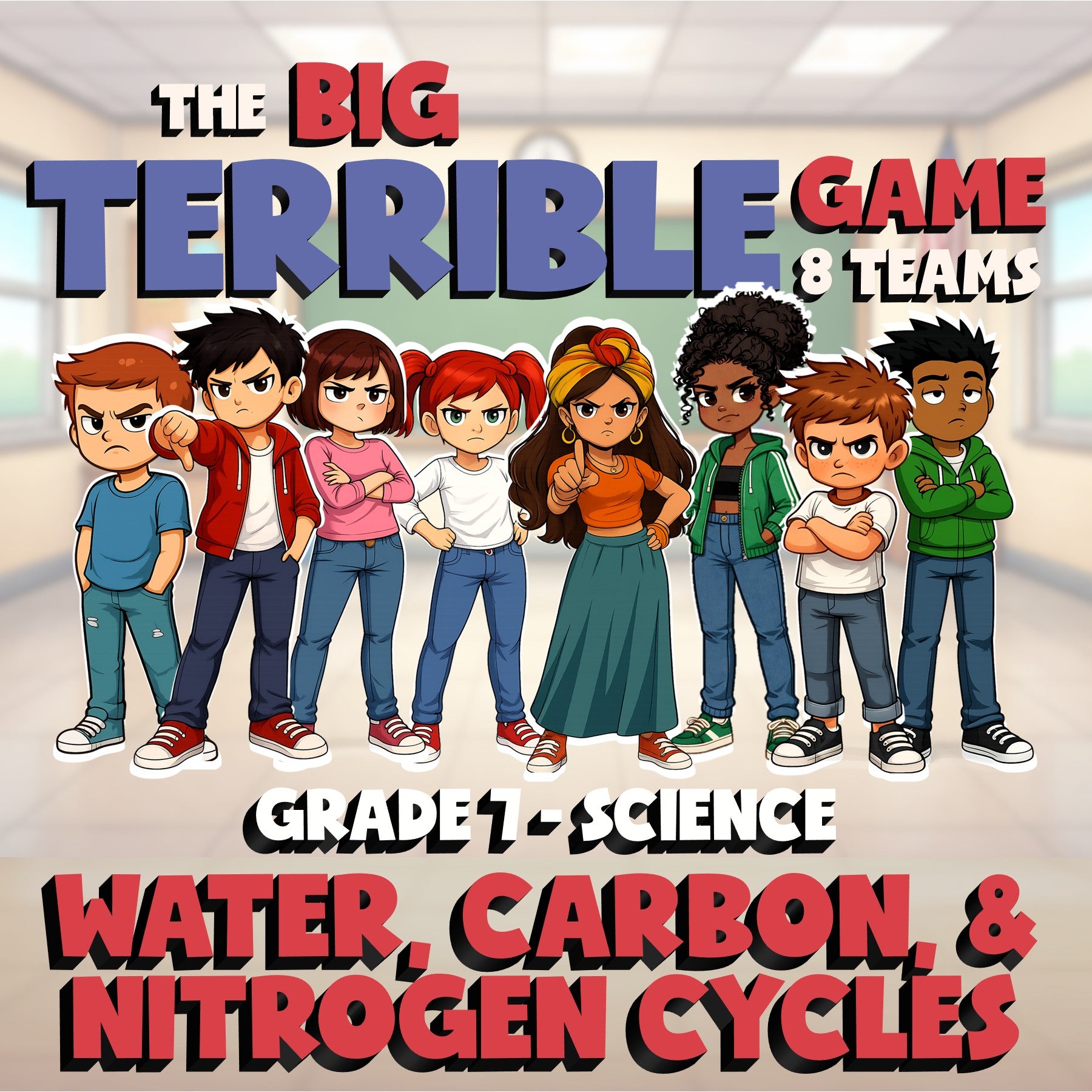 Water, Carbon, & Nitrogen Cycles BIG TERRIBLE GAME - Grade 7 Science Review