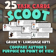 Compare Author's Purpose or Point of View SCOOT TASK CARDS ELA Game - Grade 9