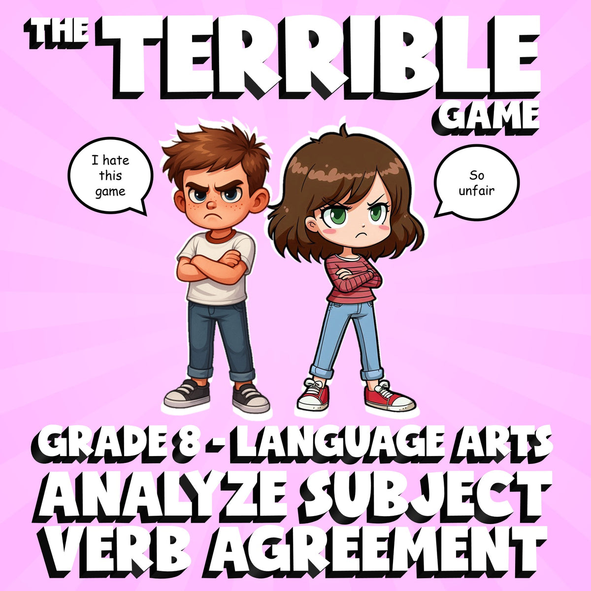 Analyze Subject Verb Agreement THE TERRIBLE GAME - No Prep Grade 8 ELA Review
