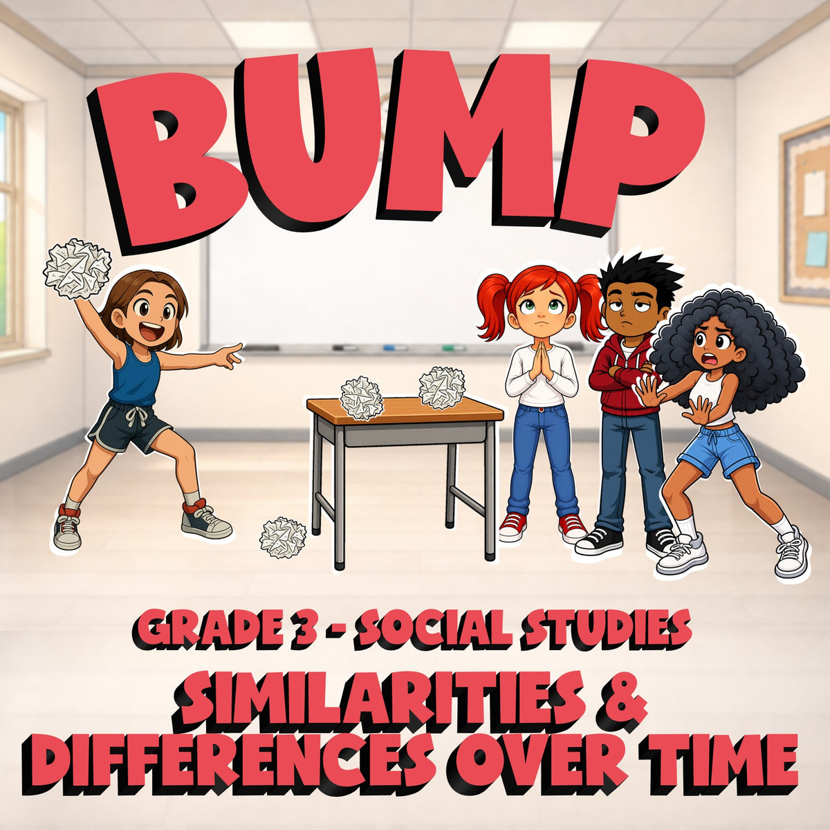 Similarities & Differences Over Time BUMP Socials Game - No Prep Grade 3 Review