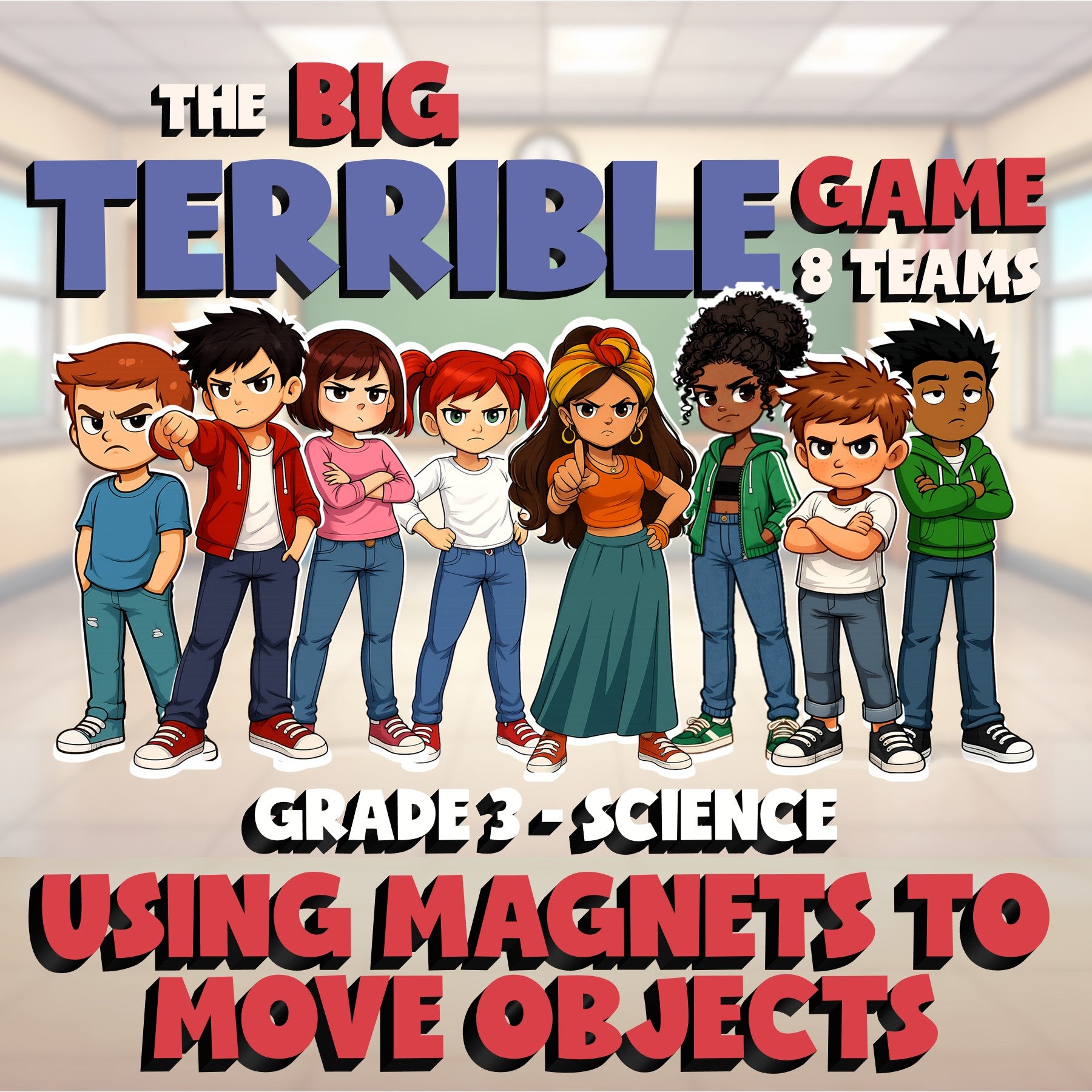 Using Magnets to Move Objects BIG TERRIBLE GAME - No Prep Grade 3 Science Review