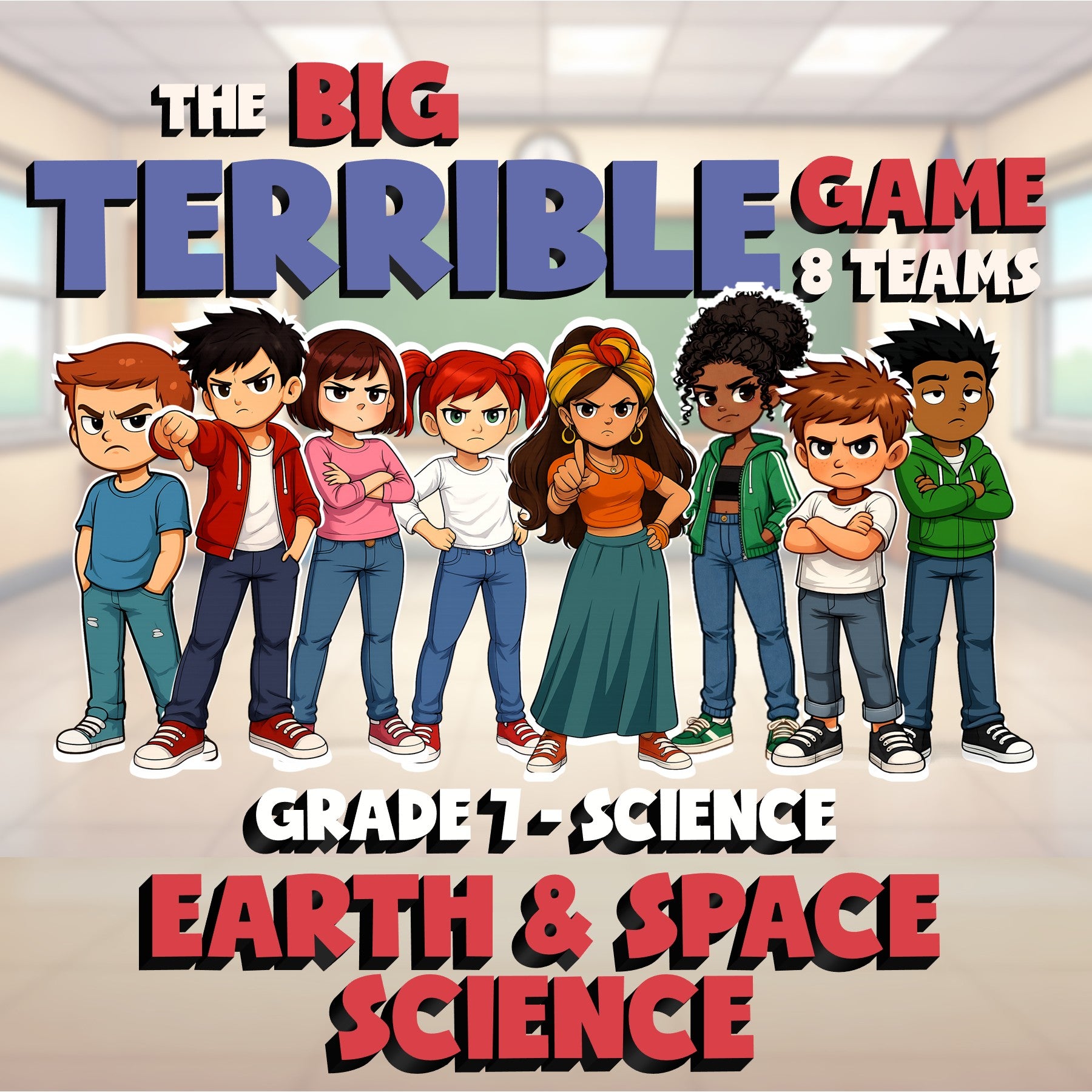 Earth & Space Science BIG TERRIBLE GAME - No Prep Grade 7 Science Review