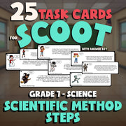Scientific Method Steps SCOOT TASK CARDS Science Game - No Prep Grade 7 Review