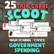 Government Spending SCOOT TASK CARDS Civics Game - No Prep Review Activity