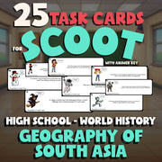 Geography of South Asia SCOOT TASK CARDS Game - No Prep World History Review