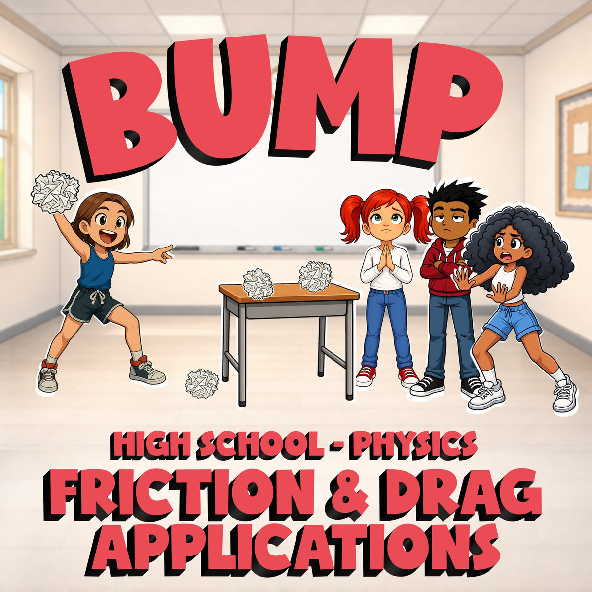 Friction & Drag Applications BUMP Science Game - No Prep Physics Review Activity