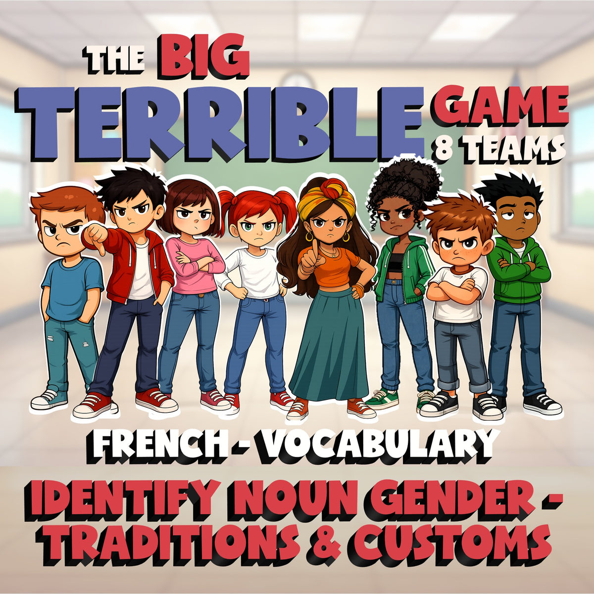 Identify Noun Gender - Traditions & Customs BIG TERRIBLE GAME - French Exercise