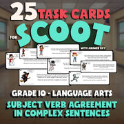 Subject Verb Agreement in Complex Sentences SCOOT TASK CARDS ELA Game - Grade 10
